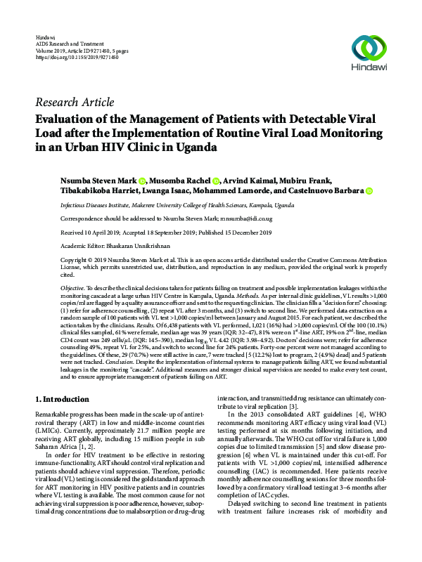 (PDF) Evaluation of the Management of Patients with Detectable Viral ...