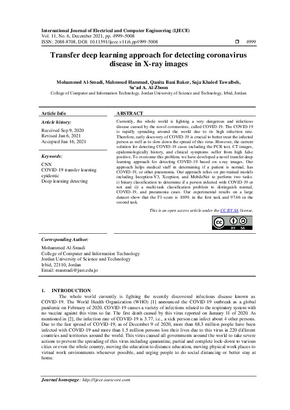 (PDF) Transfer deep learning approach for detecting coronavirus disease ...