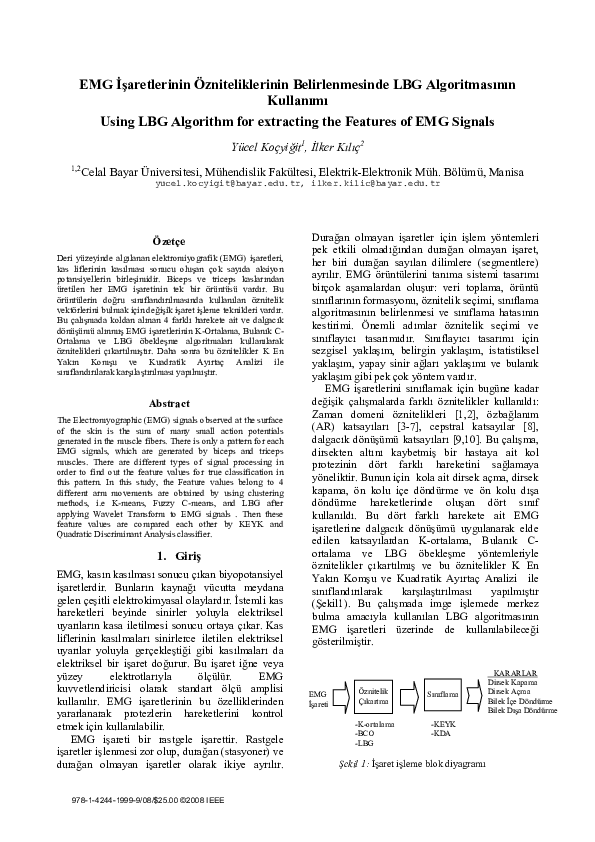 (PDF) Using LBG algorithm for extracting the features of EMG signals