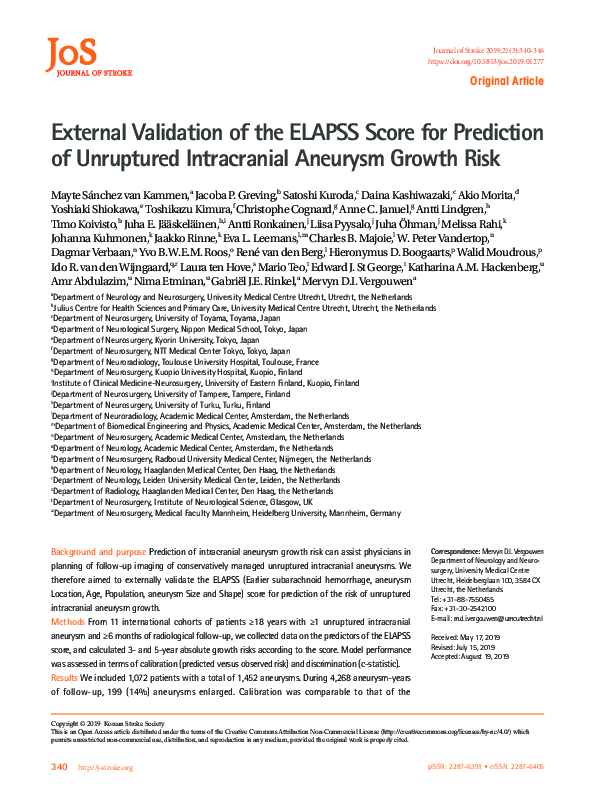 (PDF) External Validation of the ELAPSS Score for Prediction of ...