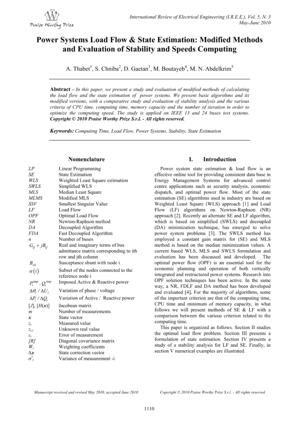 (PDF) Power systems load flow & state estimation: modified methods and ...