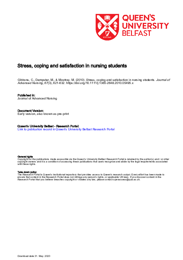 (PDF) Stress, coping and satisfaction in nursing students