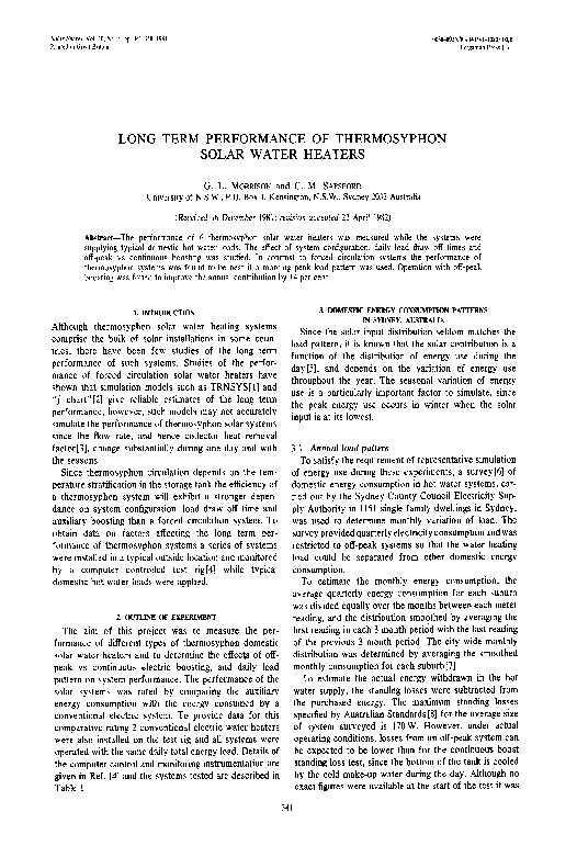 (PDF) Long term performance of thermosyphon solar water heaters