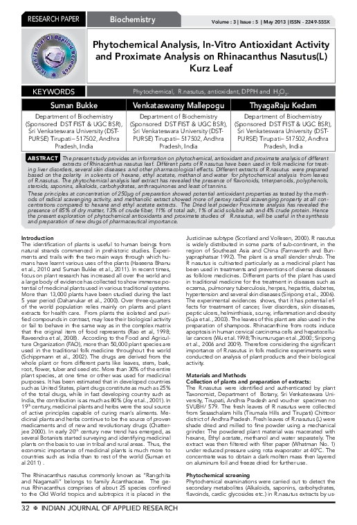 (PDF) Phytochemical Analysis, in Vitro Antioxidant and Antidiabetic ...