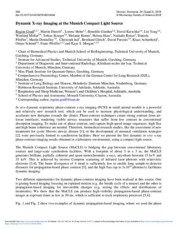 (PDF) Dynamic X-ray Imaging at the Munich Compact Light Source