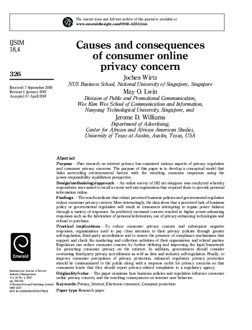 (PDF) Causes and consequences of consumer online privacy concern