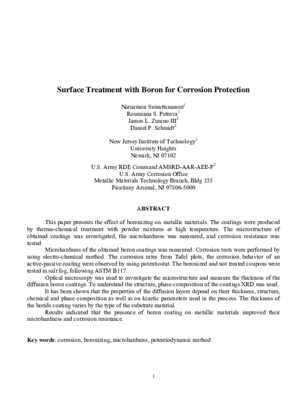 (PDF) Surface Treatment with Boron for Corrosion Protection Roumiana