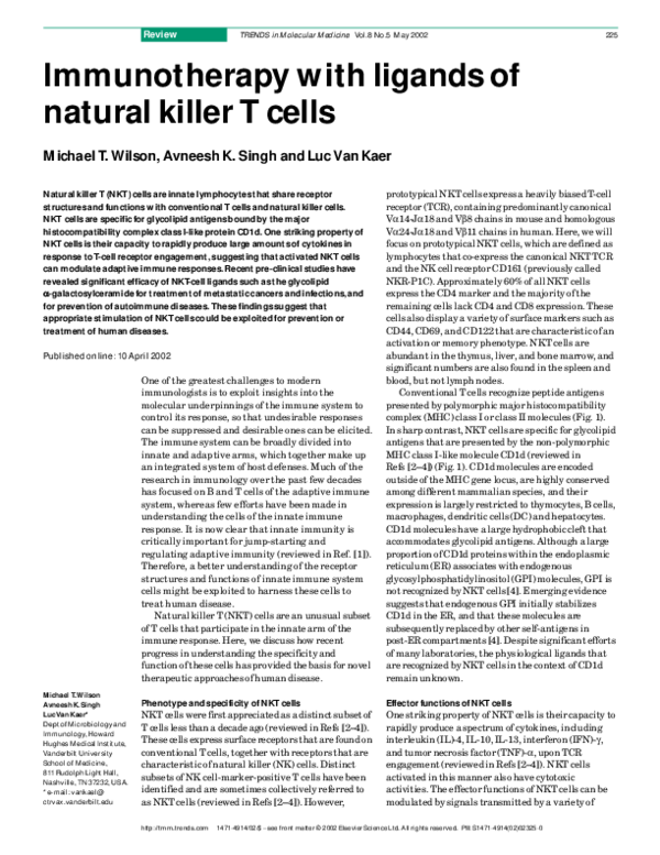 (PDF) Immunotherapy with ligands of natural killer T cells