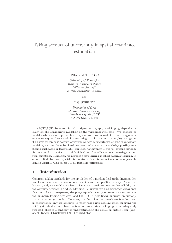 (PDF) Taking account of uncertainty in spatial covariance estimation