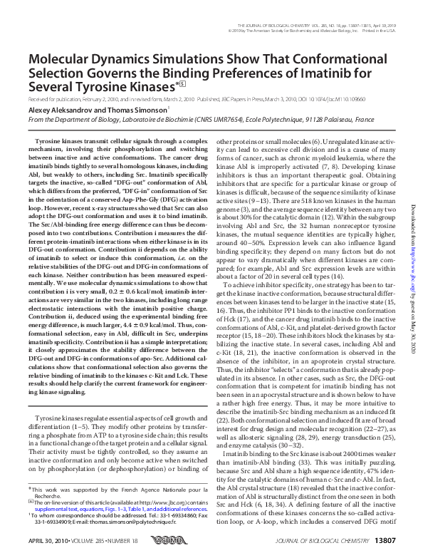 (PDF) Molecular dynamics simulations show that conformational selection ...