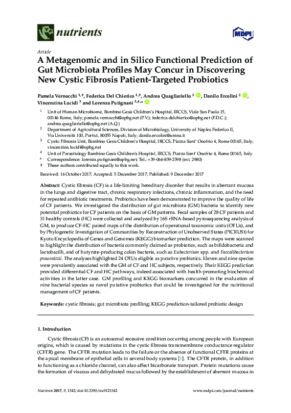 (PDF) A Metagenomic and in Silico Functional Prediction of Gut ...