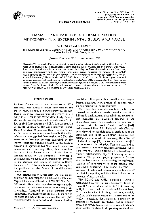 (PDF) Damage and failure in ceramic matrix minicomposites: Experimental ...