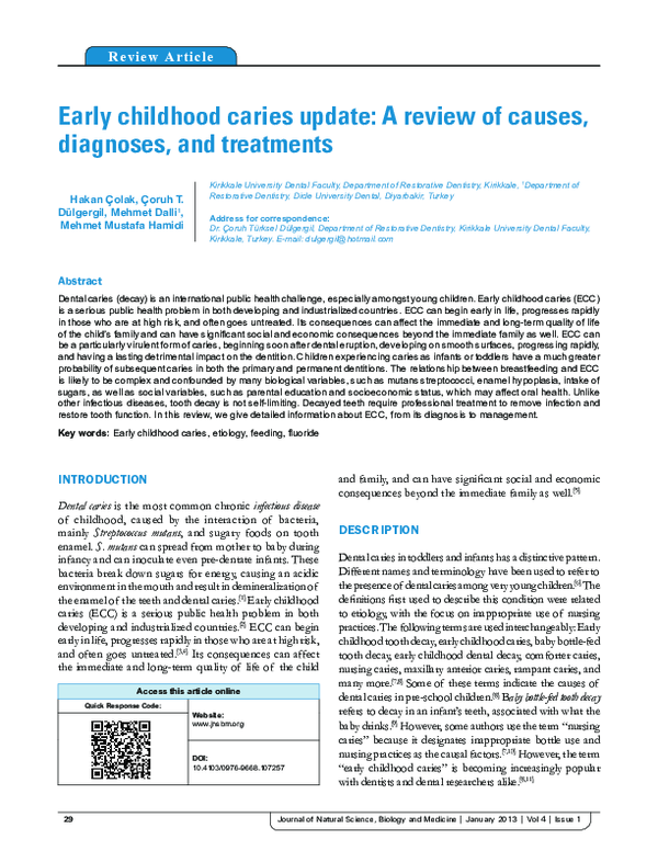 (PDF) Early childhood caries update: A review of causes, diagnoses, and ...