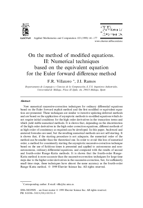 (PDF) On the method of modified equations. II: Numerical techniques ...