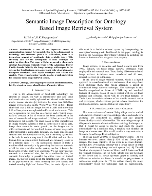 (PDF) Semantic Image Description for Ontology Based Image Retrieval System