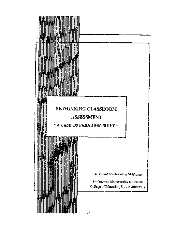 (PDF) Rethinking Classroom Assessment " Acase of Paradigm Shift