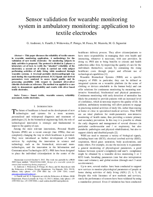 (PDF) Sensor validation for wearable monitoring system in ambulatory