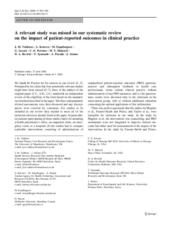 (PDF) A relevant study was missed in our systematic review on the ...