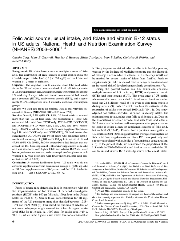 (PDF) Folic acid source, usual intake, and folate and vitamin B-12 ...