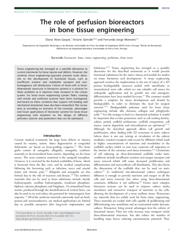 (PDF) The role of perfusion bioreactors in bone tissue engineering