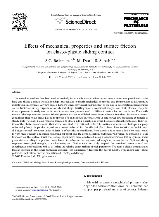(PDF) Effects of mechanical properties and surface friction on elasto ...