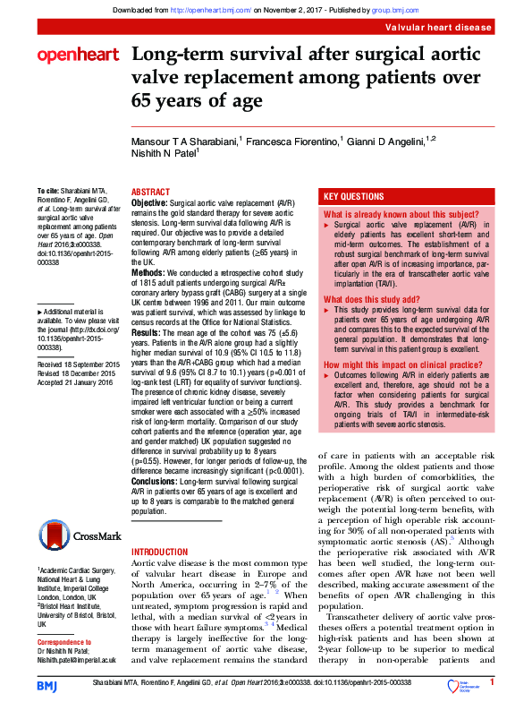 (PDF) Long-term survival after surgical aortic valve replacement among ...