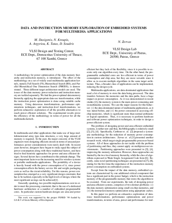 (PDF) Data and instruction memory exploration of embedded systems for ...