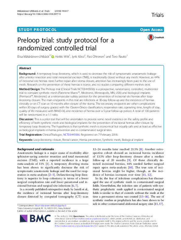 (PDF) Preloop trial: study protocol for a randomized controlled trial