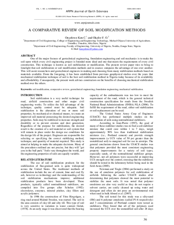 (PDF) A Comparative Review of Soil Modification Methods