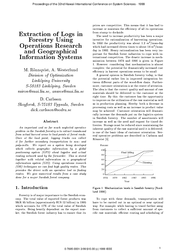 (PDF) Extraction of logs in forestry using operations research and ...