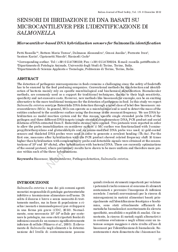 (PDF) Microcantilverbased DNA hybridization sensors for Salmonella