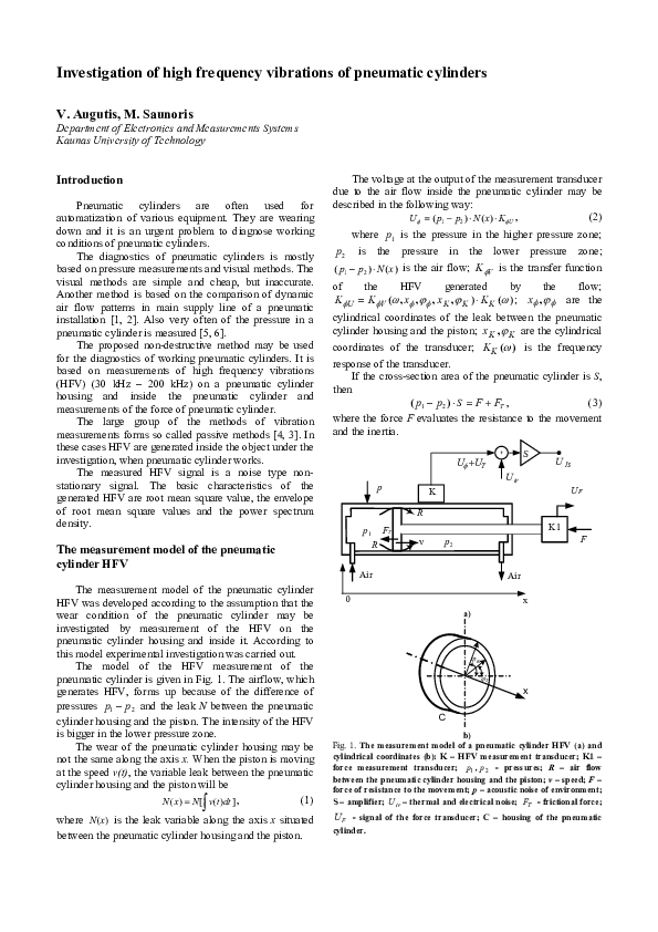 (PDF) Investigation of high frequency vibrations of pneumatic cylinders