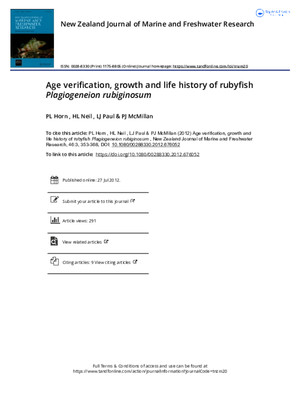 (PDF) Age verification, growth and life history of ...