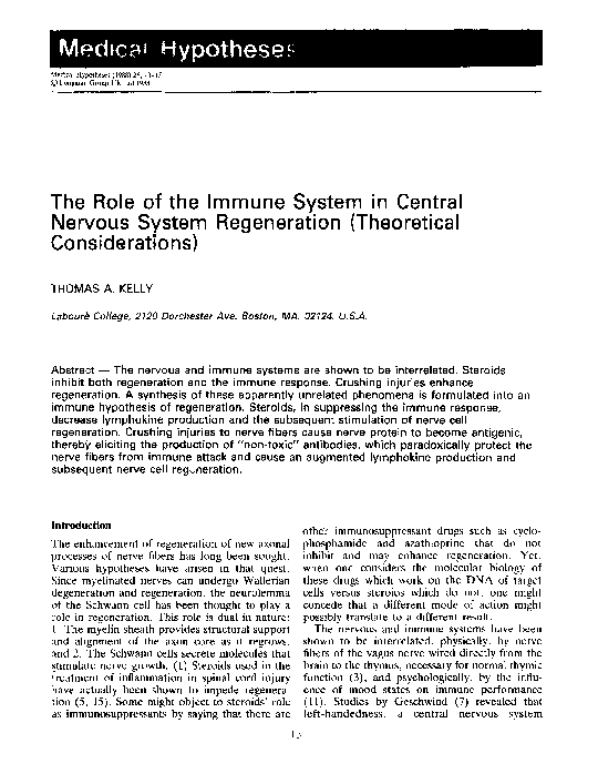 (PDF) The role of the immune system in central nervous system ...