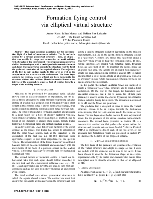 (PDF) Formation flying control via elliptical virtual structure