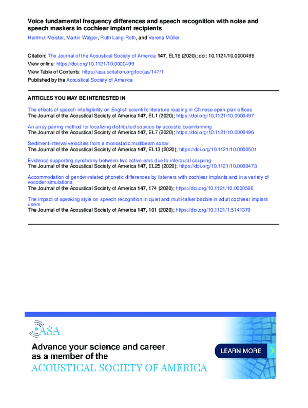 Pdf Voice Fundamental Frequency Differences And Speech Recognition