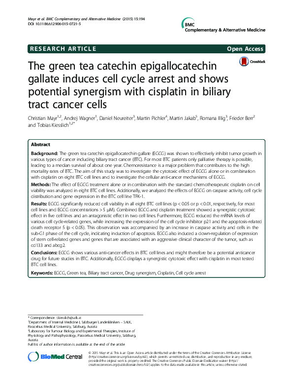 (PDF) The green tea catechin epigallocatechin gallate induces cell ...