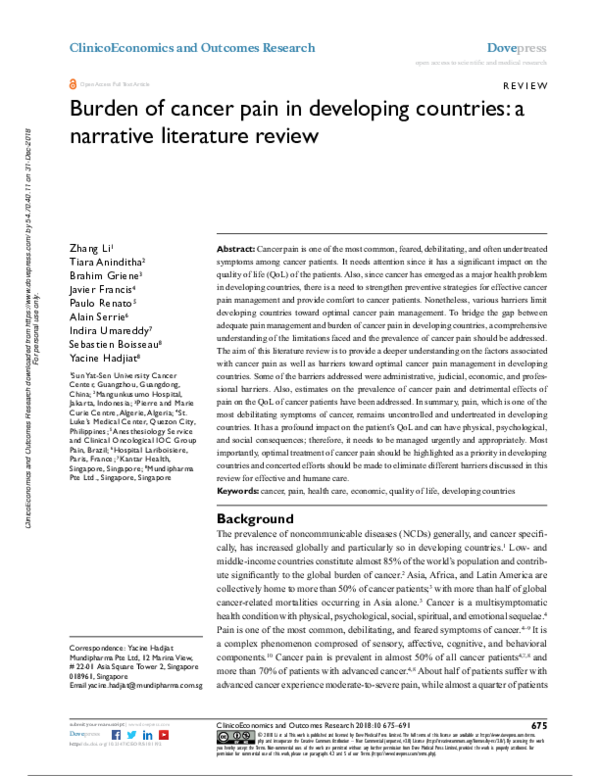 (PDF) Burden of cancer pain in developing countries: a narrative ...