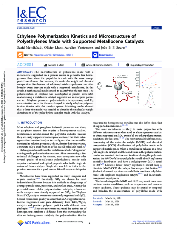 Ethylene Polymerization Kinetics and Microstructure of Polyethylenes ...
