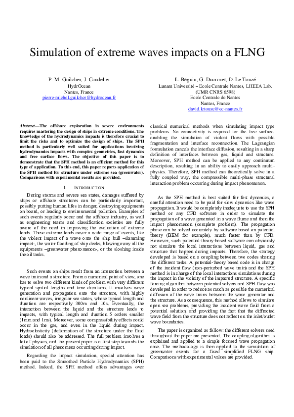 (PDF) Simulation of extreme wave impacts on a FLNG