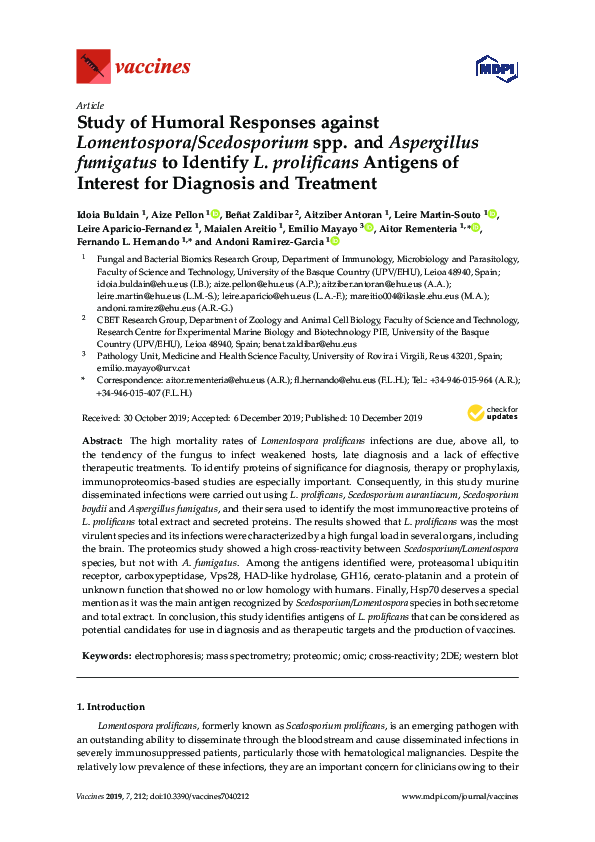 Pdf Study Of Humoral Responses Against Lomentospora Scedosporium Spp And Aspergillus Fumigatus To Identify L Prolificans Antigens Of Interest For Diagnosis And Treatment Andoni Ramirez Garcia Academia Edu Pdf Study Of Humoral Responses Against Lomentospora Scedosporium Spp And Aspergillus Fumigatus To Identify L Prolificans Antigens Of Interest For Diagnosis And Treatment Andoni Ramirez Garcia Academia Edu
