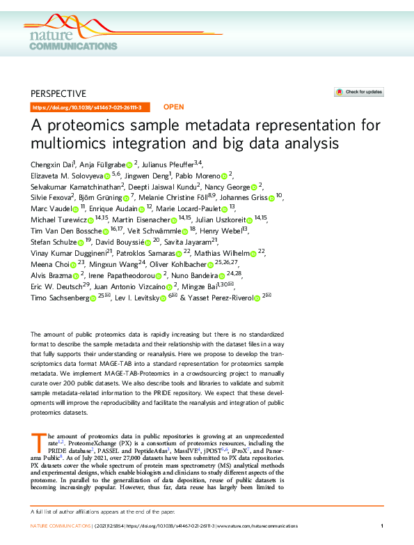 (PDF) A proteomics sample metadata representation for multiomics ...