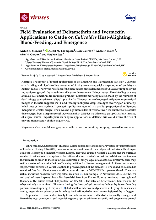 (PDF) Field Evaluation of Deltamethrin and Ivermectin Applications to ...