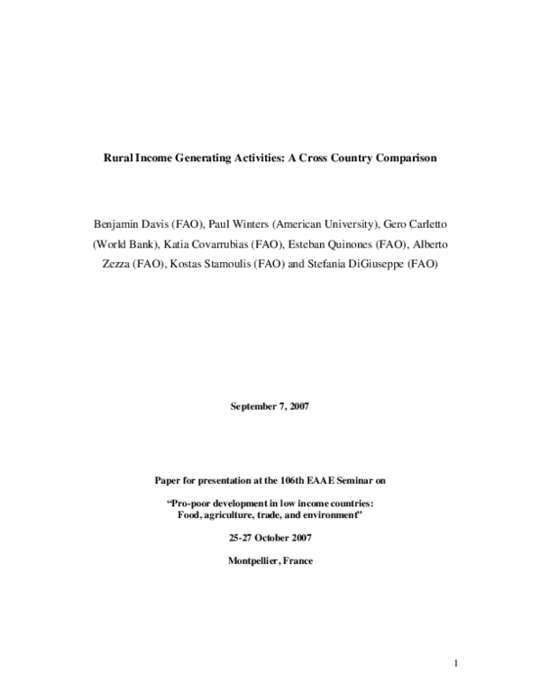 (PDF) Rural Income Generating Activities: A Cross Country Comparison
