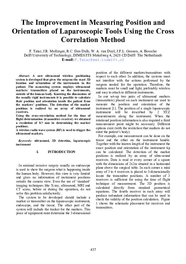 (PDF) The Improvement in Measuring Position and Orientation of ...