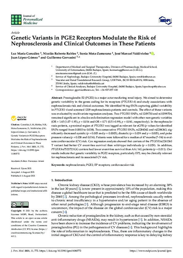 (PDF) Genetic Variants in PGE2 Receptors Modulate the Risk of ...