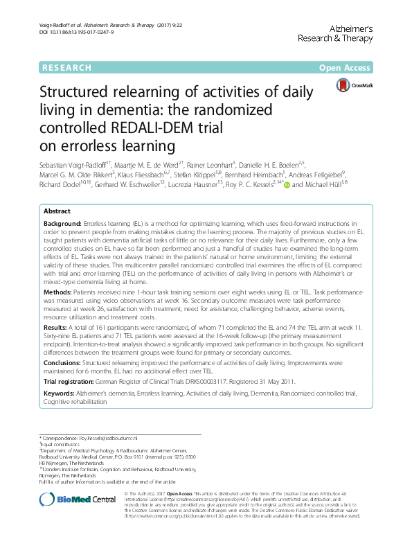 (PDF) Structured relearning of activities of daily living in dementia ...
