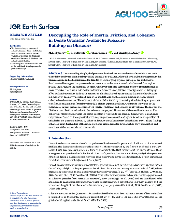 (PDF) Decoupling the Role of Inertia, Friction, and Cohesion in Dense