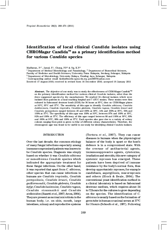 (PDF) Identification of local clinical Candida isolates using CHROMagar ...
