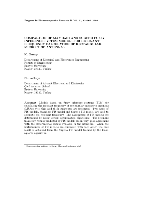 (PDF) Comparison of Mamdani and Sugeno fuzzy inference system models ...